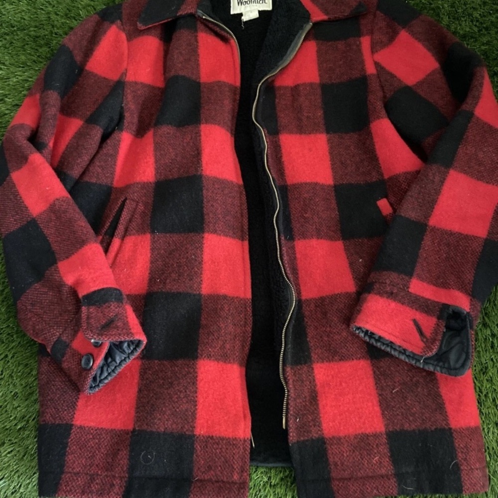 Vintage Woolrich Jacket Mens M Bufflalo Plaid Sherpa Lined Fleece Hunting Long